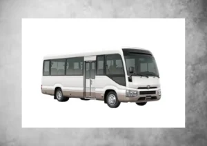 Toyota Coaster luxury mini bus with spacious seating and comfortable passenger transportation design